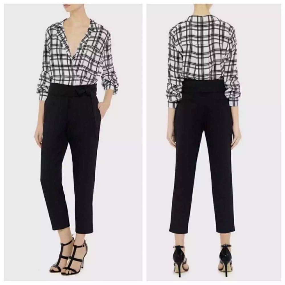 IRO Sheava High Rise Wrap Cropped Paperbag Pants Black